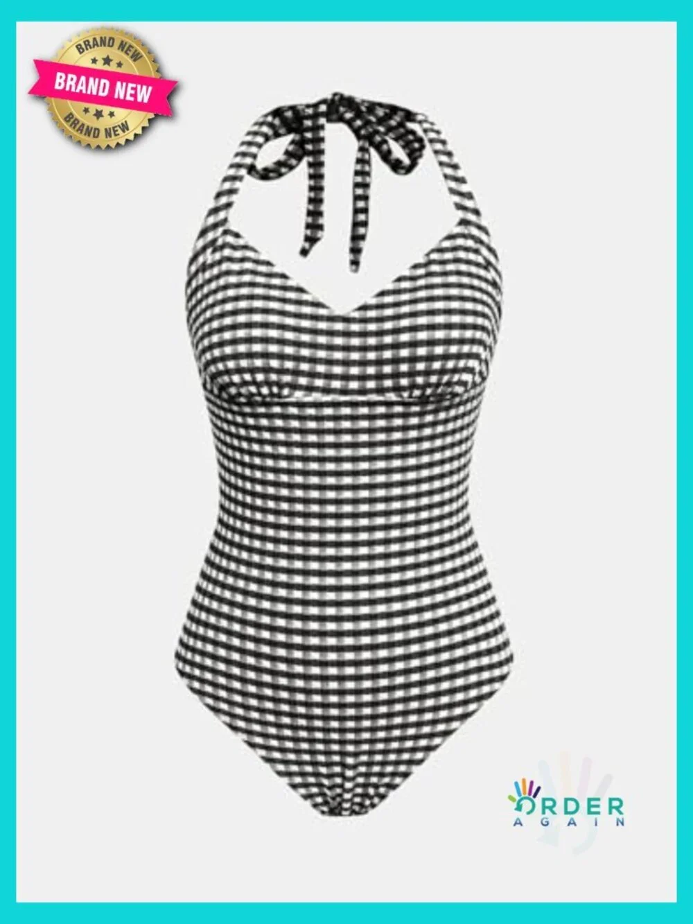 One Piece Swimsuit Halter Strap V Neck Backless Full Coverage Color Block